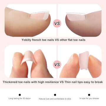 120PCS French Toenails Press On Toenails - Short Square Toe Nail Kit