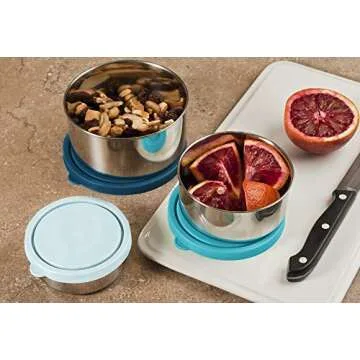 MIRA Stainless Steel Lunch Box Food Storage Containers | BPA Free, Eco-Friendly & Reusable Snack Food Nesting Containers | Set of 3 (Navy/Arctic/Icy)