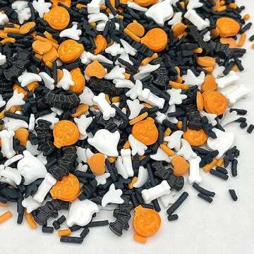 Manvscakes, pink sprinkles, valentines, cake sprinkles, gluten free, cookies, chocolate, fondant, princess topping, ice cream, edible, dessert decoration (Orange black)