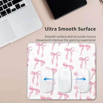 Cute Kawaii Mouse Pad Pink Bows Mouse Pads for Desk Wireless Mouse Aesthetic Office Computer Mousepa...