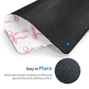 Cute Kawaii Mouse Pad Pink Bows Mouse Pads for Desk Wireless Mouse Aesthetic Office Computer Mousepad for Laptop with Non-Slip Rubber Base Mouse Mat, 9.5×7.9 in, Pink Bows