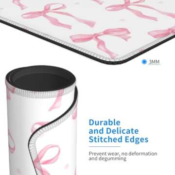 Cute Kawaii Mouse Pad Pink Bows Mouse Pads for Desk Wireless Mouse Aesthetic Office Computer Mousepad for Laptop with Non-Slip Rubber Base Mouse Mat, 9.5×7.9 in, Pink Bows