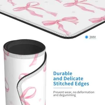 Cute Kawaii Mouse Pad Pink Bows Mouse Pads for Desk Wireless Mouse Aesthetic Office Computer Mousepad for Laptop with Non-Slip Rubber Base Mouse Mat, 9.5×7.9 in, Pink Bows