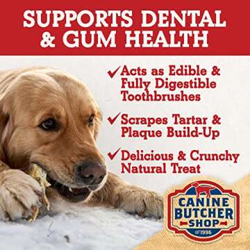 Canine Butcher Shop Chicken Feet Dog Treats, Raised & Made in USA (30-Pack), Dehydrated Chicken Feet, All Natural Dog Chews & Dog Snacks