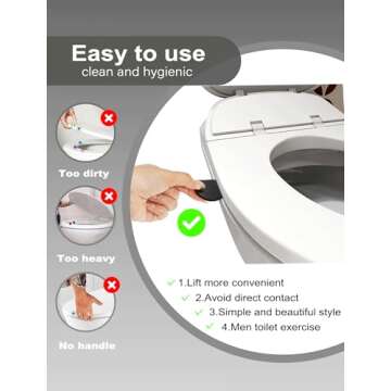 Toilet Seat Lifter Tab Toilet Lid Lifter, Toilet Seat Handle Lift Toilet Cover Lifter, Avoid Touching Toilet Cover Handle Bathroom Accessories For Home, Office, Hotel