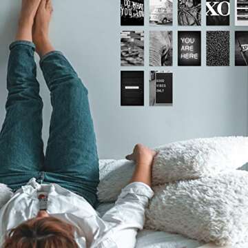 GSM Brands Wall Collage Kit Black and White Aesthetic Pictures Set of 100 4x6 inch Individual Photos for Teen College Dorm Room