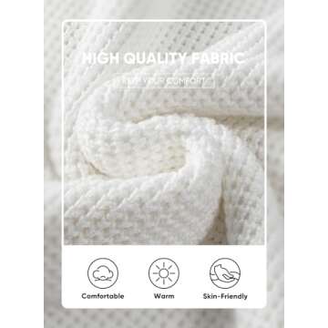 JMIERR Mens Crewneck Pullover Sweater Waffle Textured Knitted Sweaters Loose Fit Casual Sweaters with Ribbing Edge,US 43(L),White