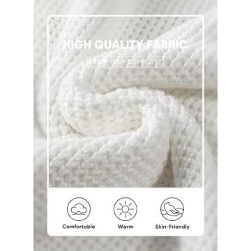 JMIERR Mens Crewneck Pullover Sweater Waffle Textured Knitted Sweaters Loose Fit Casual Sweaters with Ribbing Edge,US 43(L),White