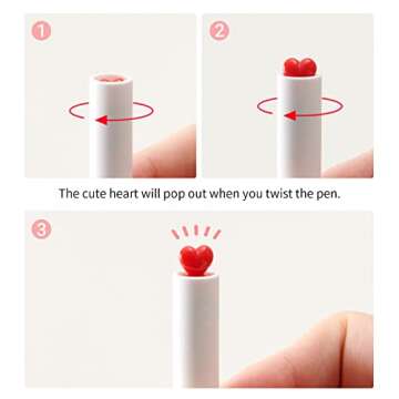 Kaco FIRST Gel Pens, Pack of 2 Pieces Cute Stationery Heart Pen Set with Extra 4 Black Refills Quick...