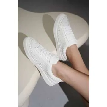 Project Cloud Women's Fashion Sneakers - Memory Foam Shoes, Lace-Up - Non-Slip, Trendy Sneakers (Lona, White Pearl, 7)