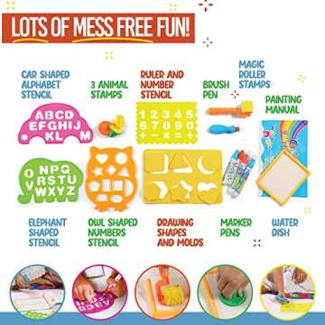 Play22 Large Magic Water Doodle Mat 22 PCS 39X30 - STEM Educational Learning ABC Letters Kids Drawing Board - Extra Large Water Drawing Doodling Mat Mess Free - Gifts for Kids Toddlers Boys and Girls