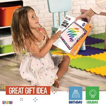 Play22 Large Magic Water Doodle Mat 22 PCS 39X30 - STEM Educational Learning ABC Letters Kids Drawing Board - Extra Large Water Drawing Doodling Mat Mess Free - Gifts for Kids Toddlers Boys and Girls