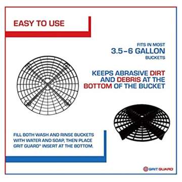 The Original GRIT GUARD Black Bucket Insert - 10" Diameter Car Wash Bucket Dirt Trap for Car Washing...