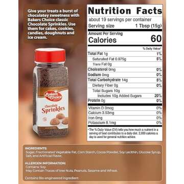 Bakers Choice Chocolate Sprinkles for Desserts and Ice Cream