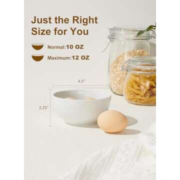 Yedio Small Bowls Set, White Ceramic Bowls of 6, 10 oz Porcelain Bowl for Kitchen Dessert Rice Side ...