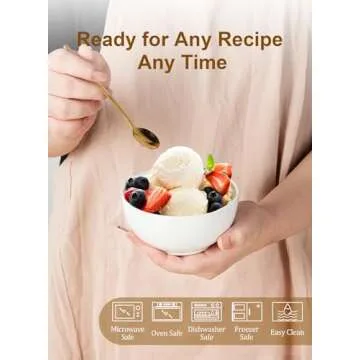 Yedio Small Bowls Set, White Ceramic Bowls of 6, 10 oz Porcelain Bowl for Kitchen Dessert Rice Side Dish Snack Soup Fruits Cereal Ice Cream, Microwave Dishwasher Freezer Oven Safe Easy Clean Stackable