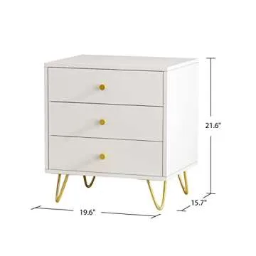 Stylish Homsee Set of 2 Nightstands With 3 Drawers