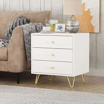 Stylish Homsee Set of 2 Nightstands With 3 Drawers