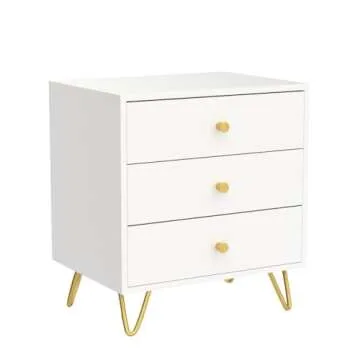 Stylish Homsee Set of 2 Nightstands With 3 Drawers