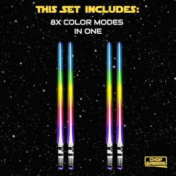 LIGHTSABER CHOPSTICKS LIGHT UP STAR WARS LED Glowing Light Saber Chop Sticks REUSABLE Sushi Lightup Sabers Bright LEDs - 8 Color Modes - 2 Pairs