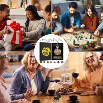 Mini DND Dice Set with Bronze Steampunk Gear Pocket Watch Shell Case, 7pcs Polyhedral Metal DND Dice Set, D&D Gifts with Gift Box, Role Playing Board Games DND Accessories