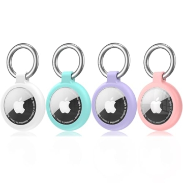 4 Pack Airtag Holder, Waterproof 4 Pack Apple Airtag Case with Airtag Keychain, Air tag holder Shock...