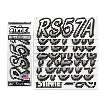 STIFFIE Whipline White/Black 3" Boat & PWC Registration Decals • Numbers Letters Stickers