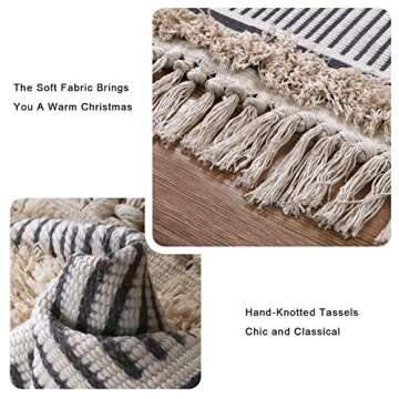 Boho Kitchen Runner Rug, 2' x 4.3' Washable Cotton Farmhouse Bathroom Rug Runner Tufted Woven Geometric Runner Rugs Indoor Carpet with Tassels for Laundry Room Hallway Kitchen Sink