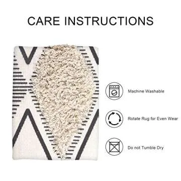 Boho Kitchen Runner Rug, 2' x 4.3' Washable Cotton Farmhouse Bathroom Rug Runner Tufted Woven Geometric Runner Rugs Indoor Carpet with Tassels for Laundry Room Hallway Kitchen Sink