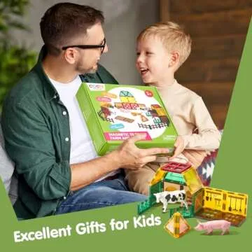COCO&Friends Magnetic Tiles Farm Animals for Toddlers Kids Ages 2-8 - Magnetic Blocks Building STEM Toys for 3 Year Old Girl Boy Birthday Gift - Montessori Educational Construction Sensory Magnet Toys