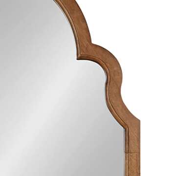 Kate and Laurel Hogan Modern Arched Wall Mirror, 36 x 30, Rustic Brown, Decorative Accent Mirror with Scalloped Crown and Horizontal Orientation for Wall Décor