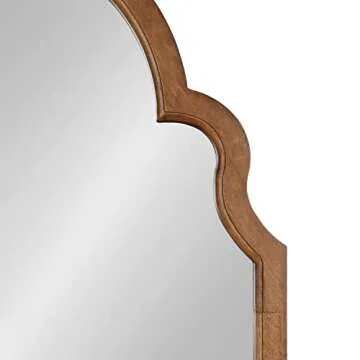 Kate and Laurel Hogan Modern Arched Wall Mirror, 36 x 30, Rustic Brown, Decorative Accent Mirror with Scalloped Crown and Horizontal Orientation for Wall Décor
