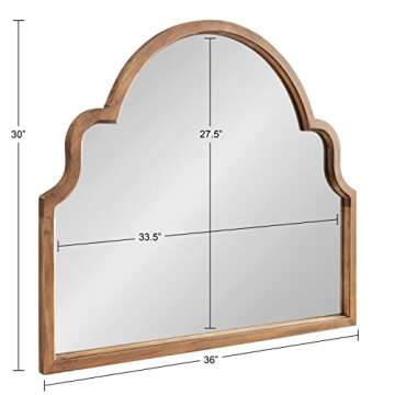 Kate and Laurel Hogan Modern Arched Wall Mirror, 36 x 30, Rustic Brown, Decorative Accent Mirror with Scalloped Crown and Horizontal Orientation for Wall Décor