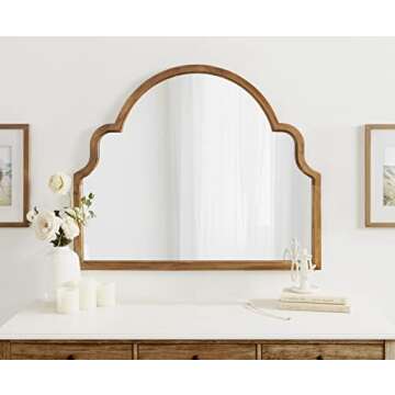 Kate and Laurel Hogan Modern Arched Wall Mirror, 36 x 30, Rustic Brown, Decorative Accent Mirror with Scalloped Crown and Horizontal Orientation for Wall Décor