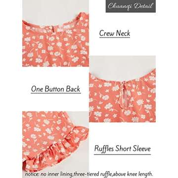 Chuanqi Ruffles Polka Dot Floral Babydoll Dress for Women