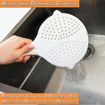 Home-X Microwave Cooking Pot with Strainer Lid - Fast, BPA-Free Cooking