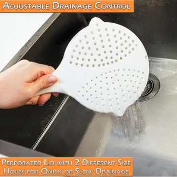 Home-X Microwave Cooking Pot with Strainer Lid - Fast, BPA-Free Cooking