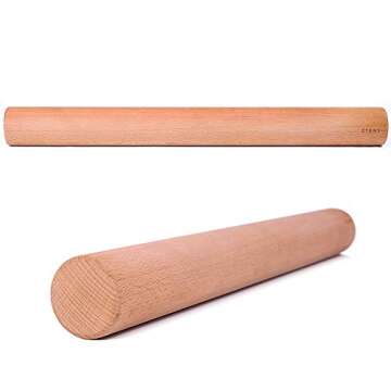 Etens 17.3-Inch Wooden Rolling Pin - Professional Dough Roller for Baking Pizza, Pasta, Cookies