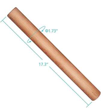 Etens Wooden Rolling Pin for All Dough Types, 17.3 Inches