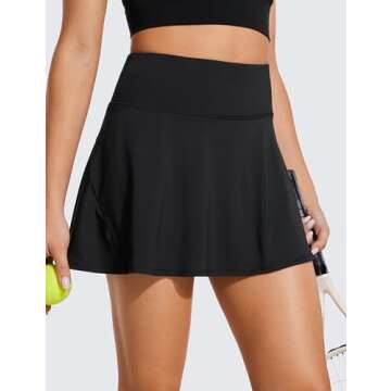 CRZ YOGA UPF 50+ Tennis Skirts for Women High Waisted Flowy Pleated Golf Athletic Workout Sports Sko...