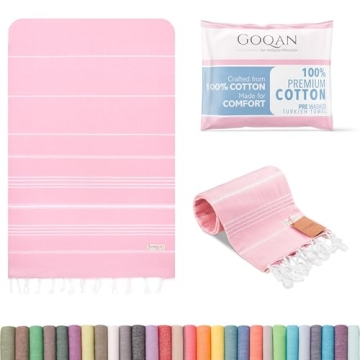 GOQAN Turkish Beach Towel Oversized 39x71 | Thin, Lightweight, 100% Cotton and Sand Free Towel is Su...