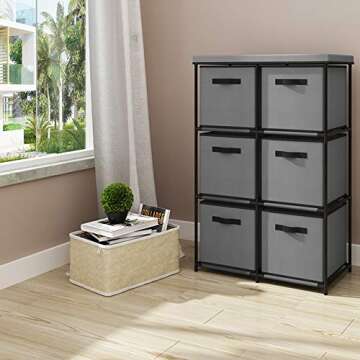 Function Home Sideboard Buffet Storage Cabinet, Drawer Cabinet, 3 Drawer Cabinets with Shelves, Organizer Tower Unit for Storing Kitchen Supplies Books Towels in Grey
