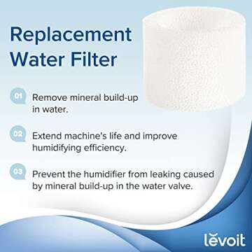LEVOIT 10-Pack Top Fill Humidifier Replacement Filters, Capture Particles to Improve Humidification ...