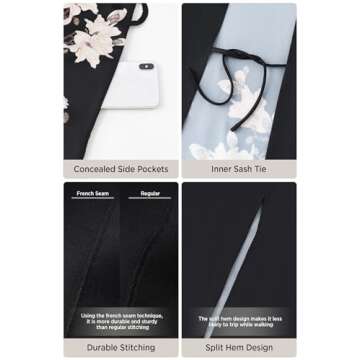 BABEYOND Floral Satin Kimono Robe for Bridesmaids & Parties