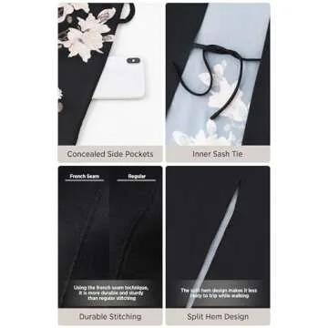 BABEYOND Floral Satin Kimono Robe for Bridesmaids & Parties