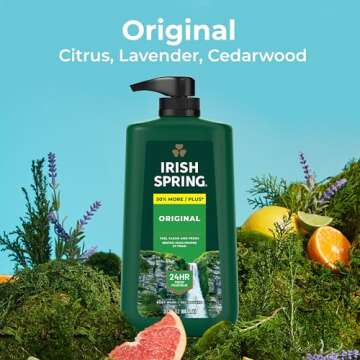 Irish Spring Original Moisturizing Body Wash for Men, 24-Hour Fresh, Face and Body Wash, Men’s Body Wash, Biodegradable Ingredients, Paraben Free, Cool Fresh Scent, 30 fl oz Pump Bottle