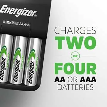 Energizer Recharge Basic Charger for Rechargeable Batteries with AA Batteries Included