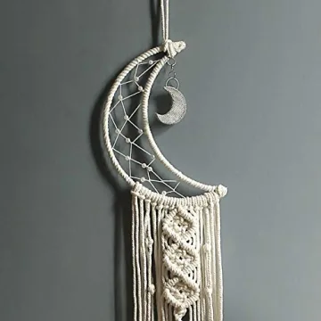 Handmade Boho Moon Dream Catcher Wall Art for Girls