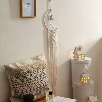 Handmade Boho Moon Dream Catcher Wall Art for Girls