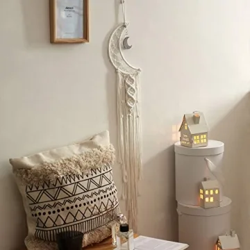 Handmade Boho Moon Dream Catcher Wall Art for Girls